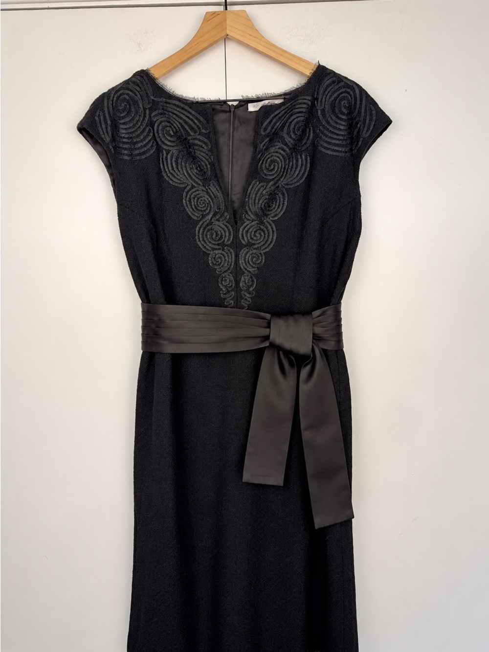 St. John Couture Black Soutache Embroidered Dress Size 14 Belted